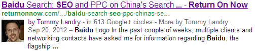 Tommy Landry Authorship Markup SERP