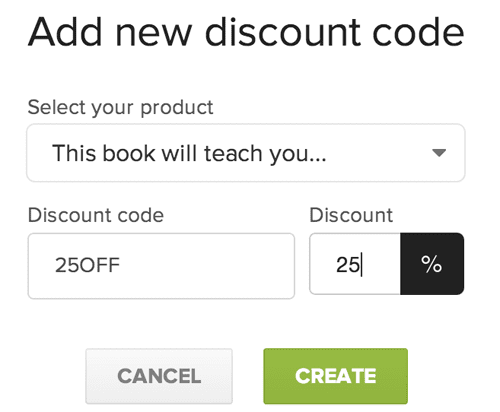 Add ebook discount code in Sellfy