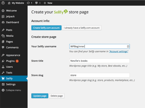 Setting up a Sellfy Store