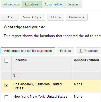 Google AdWords: Location Bid Adjustments