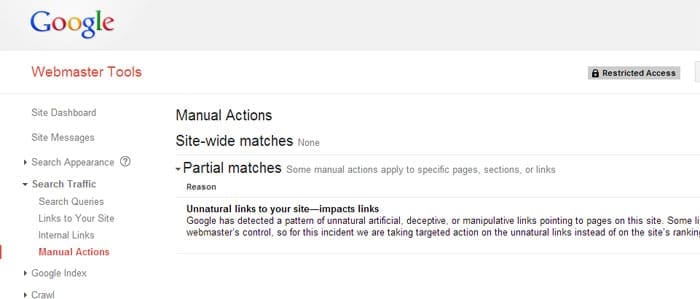 Manual Penalties WebSpam Google Webmaster Tools