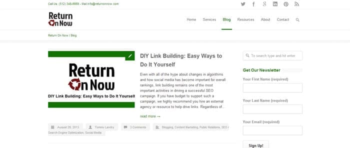 Return On Now Blog Screenshot