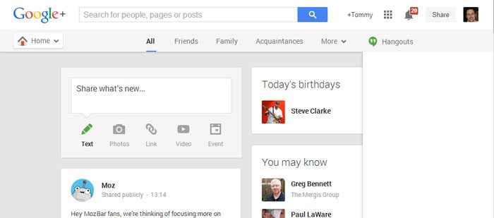 Google Plus Screenshot (Google+)