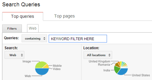 Keyword Filters In Google Webmaster Tools Search Queries View