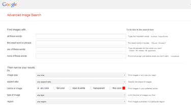 Google Advanced Image Search for Royalty Free Images