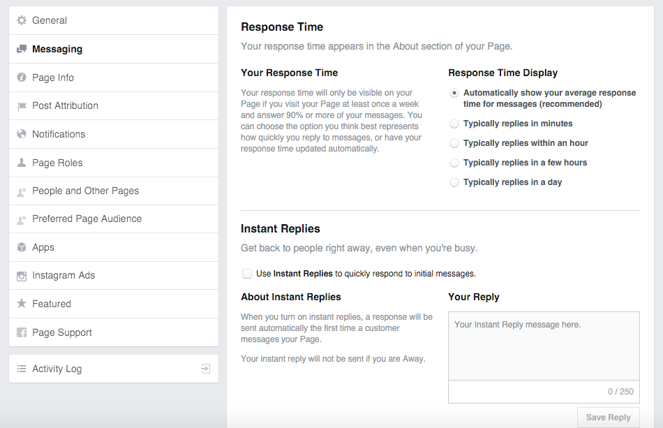 Make Your Own Small Business FB Page Response Time