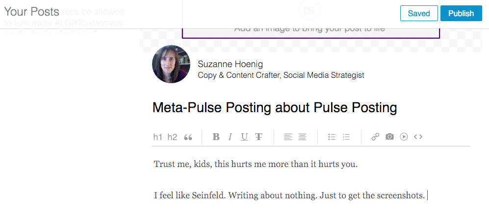 LinkedIn Pulse Post in Pre-Publication