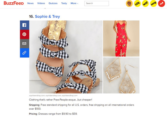 Link Building for eCommerce: Buzzfeed Example