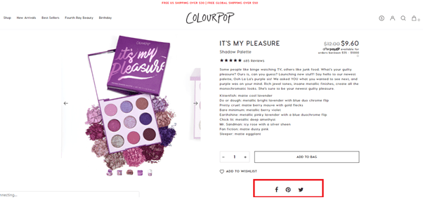 Colourpop Social Sharing Buttons Example