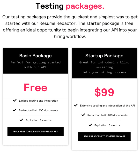 Affinda SaaS Pricing Page: The Main Benefit of Each Subscription Plan