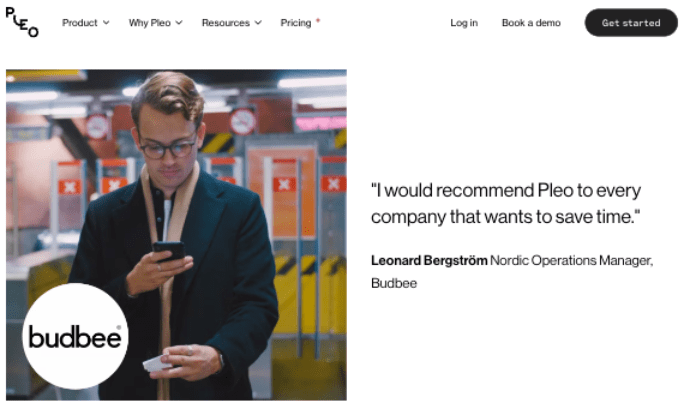 Pleo SaaS Pricing Page Incorporates Great Customer Testimonials for Social Proof
