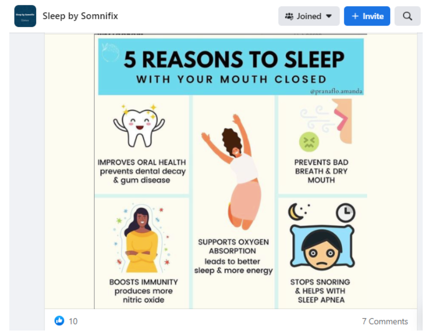 Differentiate Your Brand On Social Media: Somnifix Facebook Example