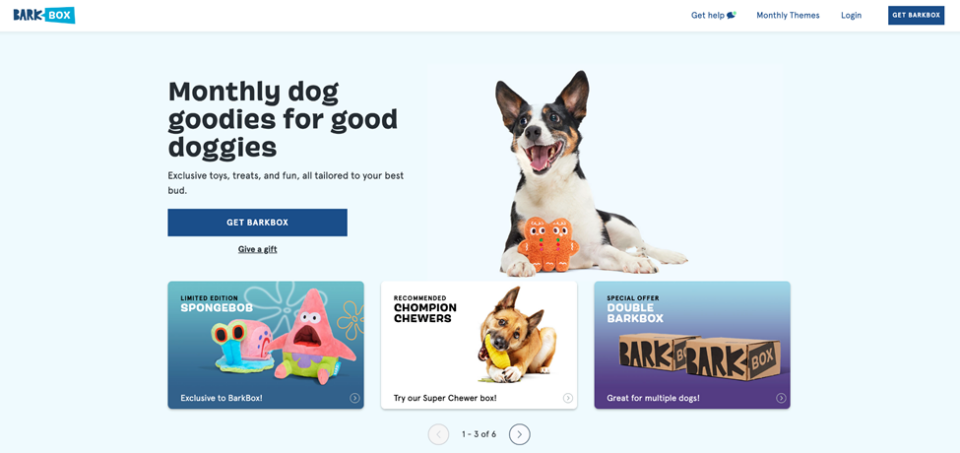 BarkBox example of multiple CTAs on one page