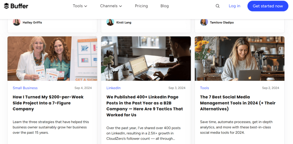 Screenshot of Buffer Blog