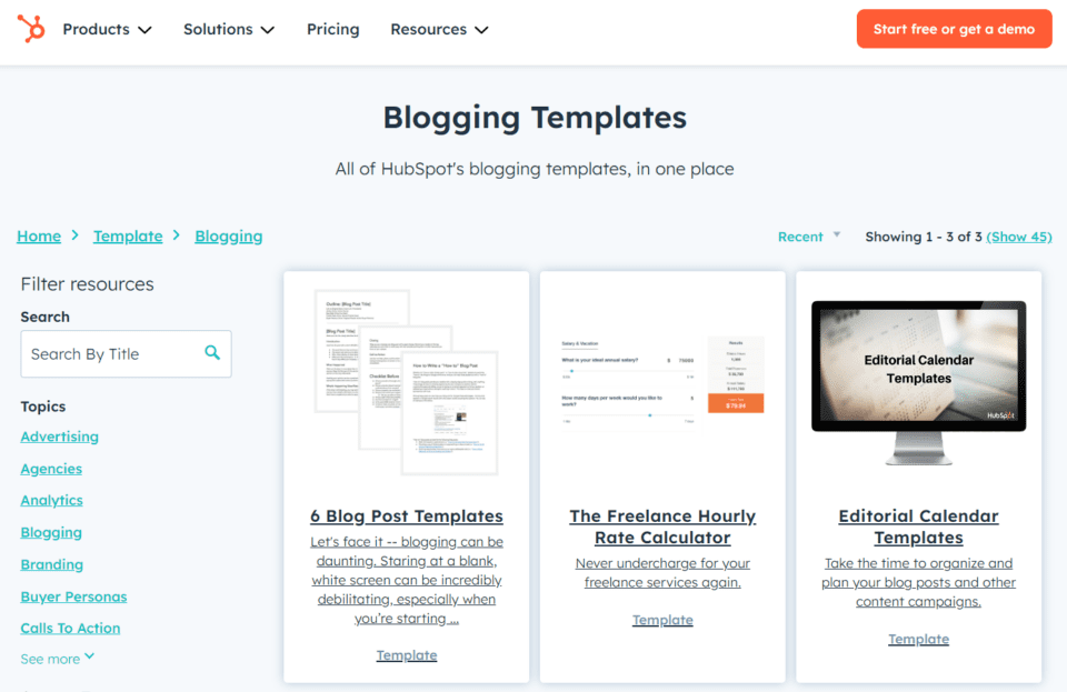 Hubspot Blogging Templates Screenshot